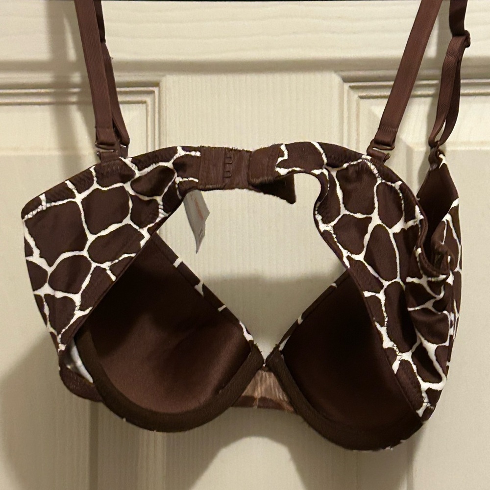 Gilligan & O'Malley Intimates Brown and White Giraffe Print Bra - 34 C - Picture 2 of 7